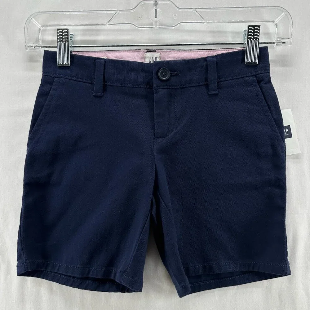 Gap Kids Uniform Bermuda Chino Midi Shorts Girls Size 6 Stretch Twill Navy Blue